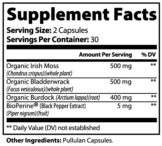 Electric Tiger Sea Moss Supplement Facts