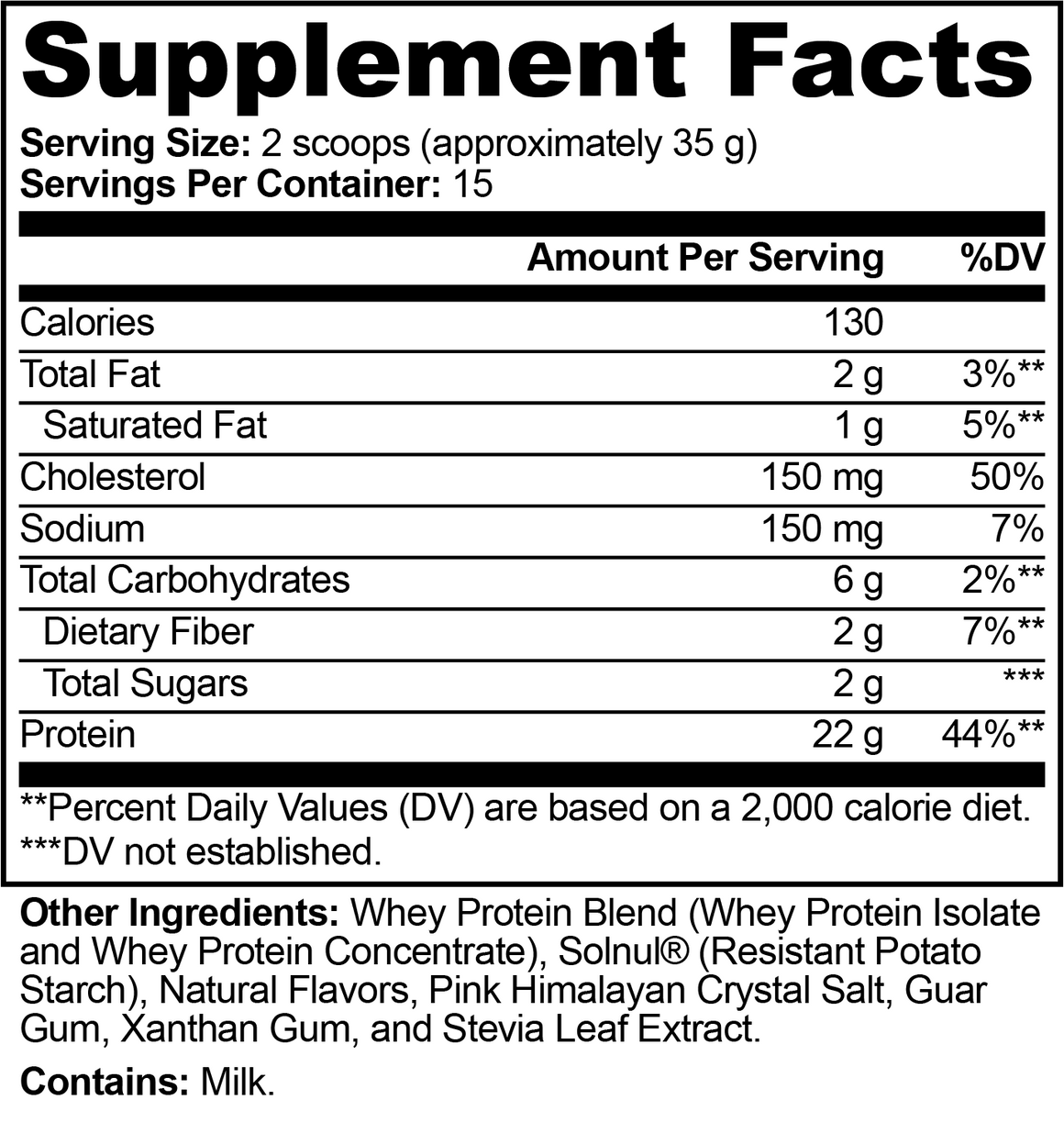 Electric Tiger Whey Protein Supplement Facts