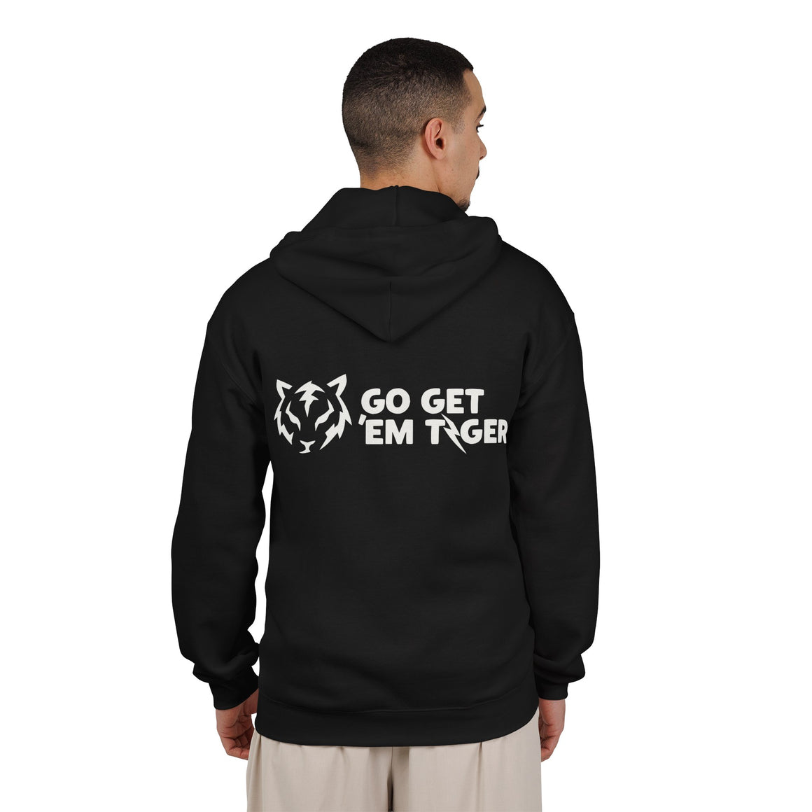 Electric Tiger Zip Hoodie — 'Go Get Em Tiger' Graphic Full-Zip Sweatshirt