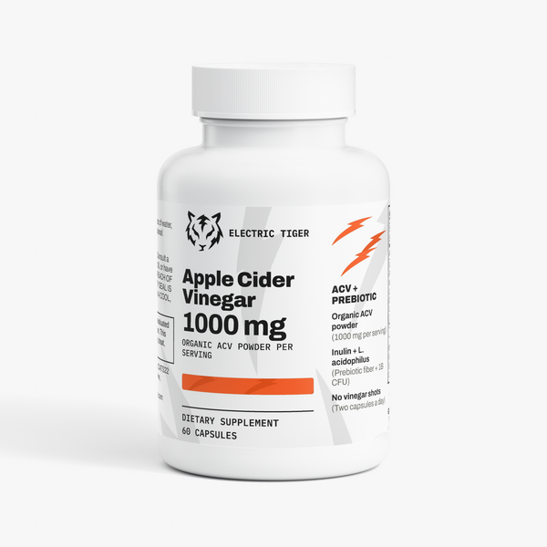 Electric Tiger Apple Cider Vinegar 1000 mg capsules, front of bottle