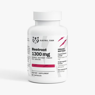 Electric Tiger Beetroot 1300 mg capsules, front of bottle