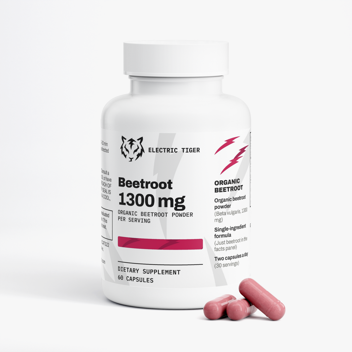 Electric Tiger Beetroot bottle with capsules
