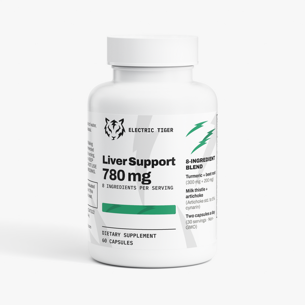 Electric Tiger Liver Support capsules, front of bottle