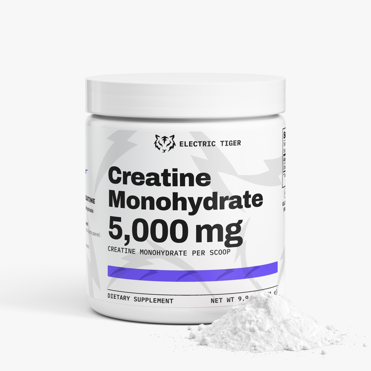Electric Tiger Creatine Monohydrate tub with scoop