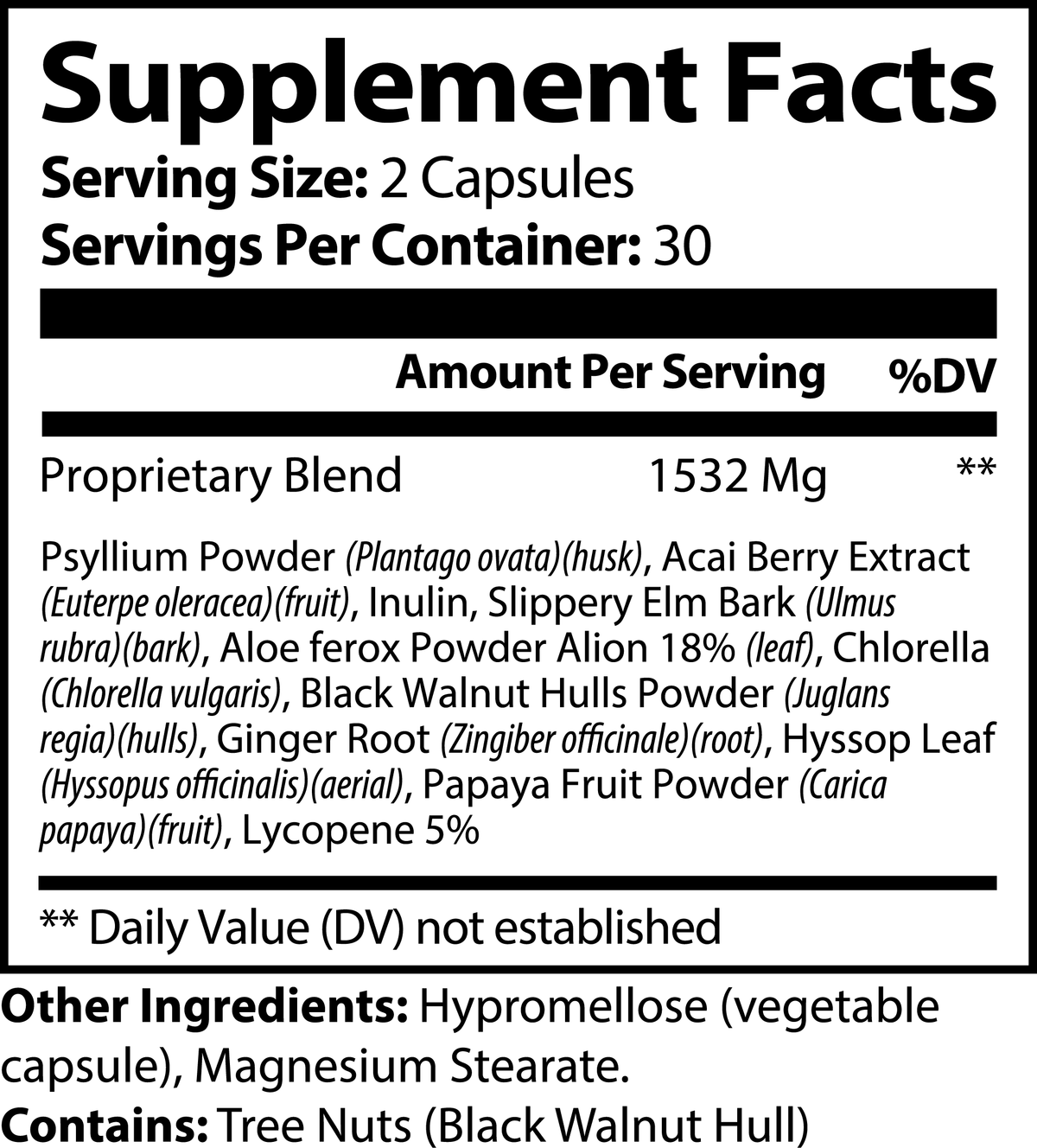 Electric Tiger Psyllium + Acai Supplement Facts