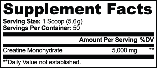 Electric Tiger Creatine Monohydrate Supplement Facts