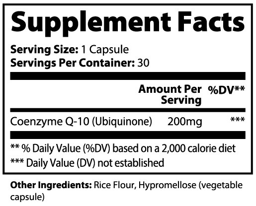 Electric Tiger CoQ10 Supplement Facts