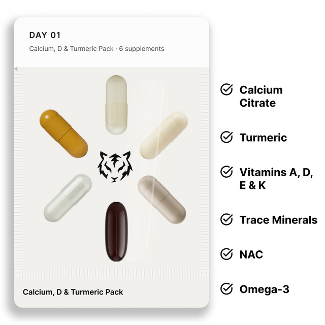 Electric Tiger Calcium, D & Turmeric Pack bottle