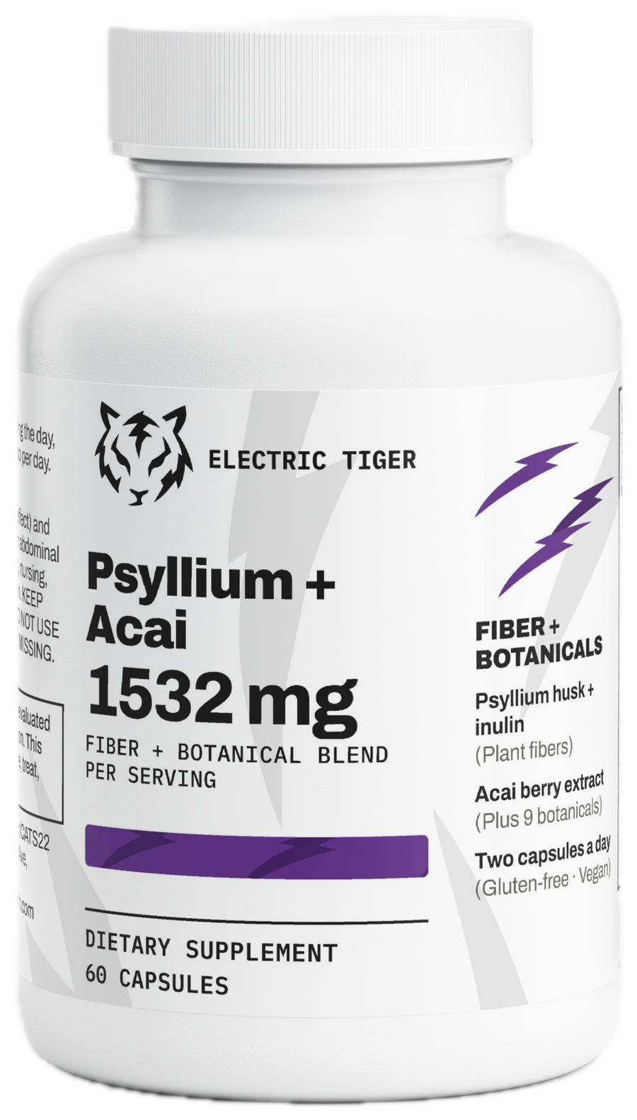 Electric Tiger Psyllium + Acai Fiber Blend bottle