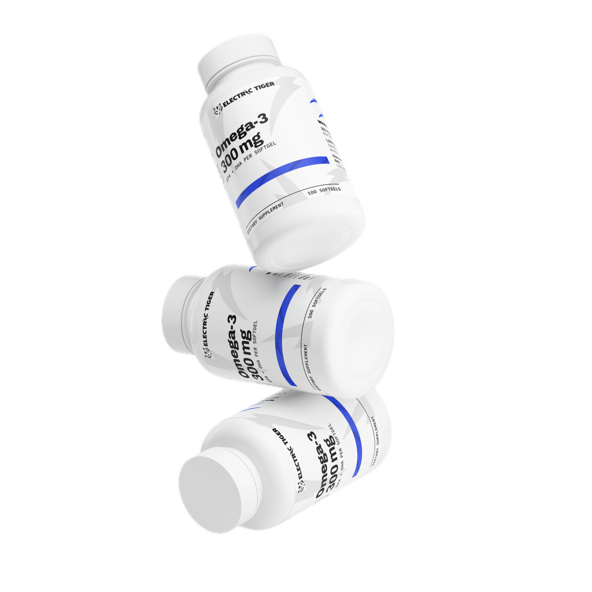 Electric Tiger Omega-3 bottles