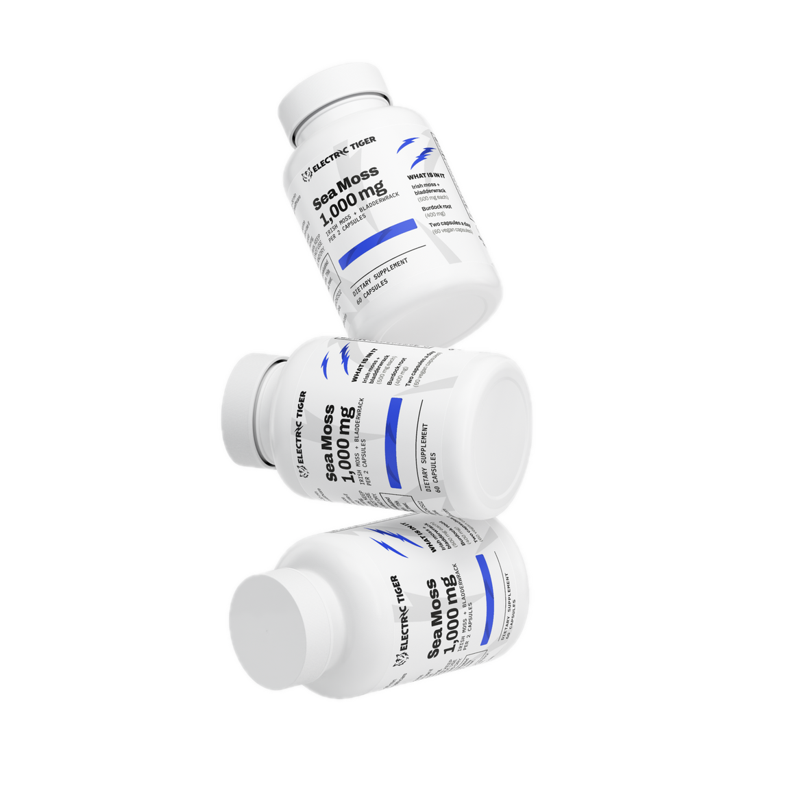 Electric Tiger Sea Moss bottles